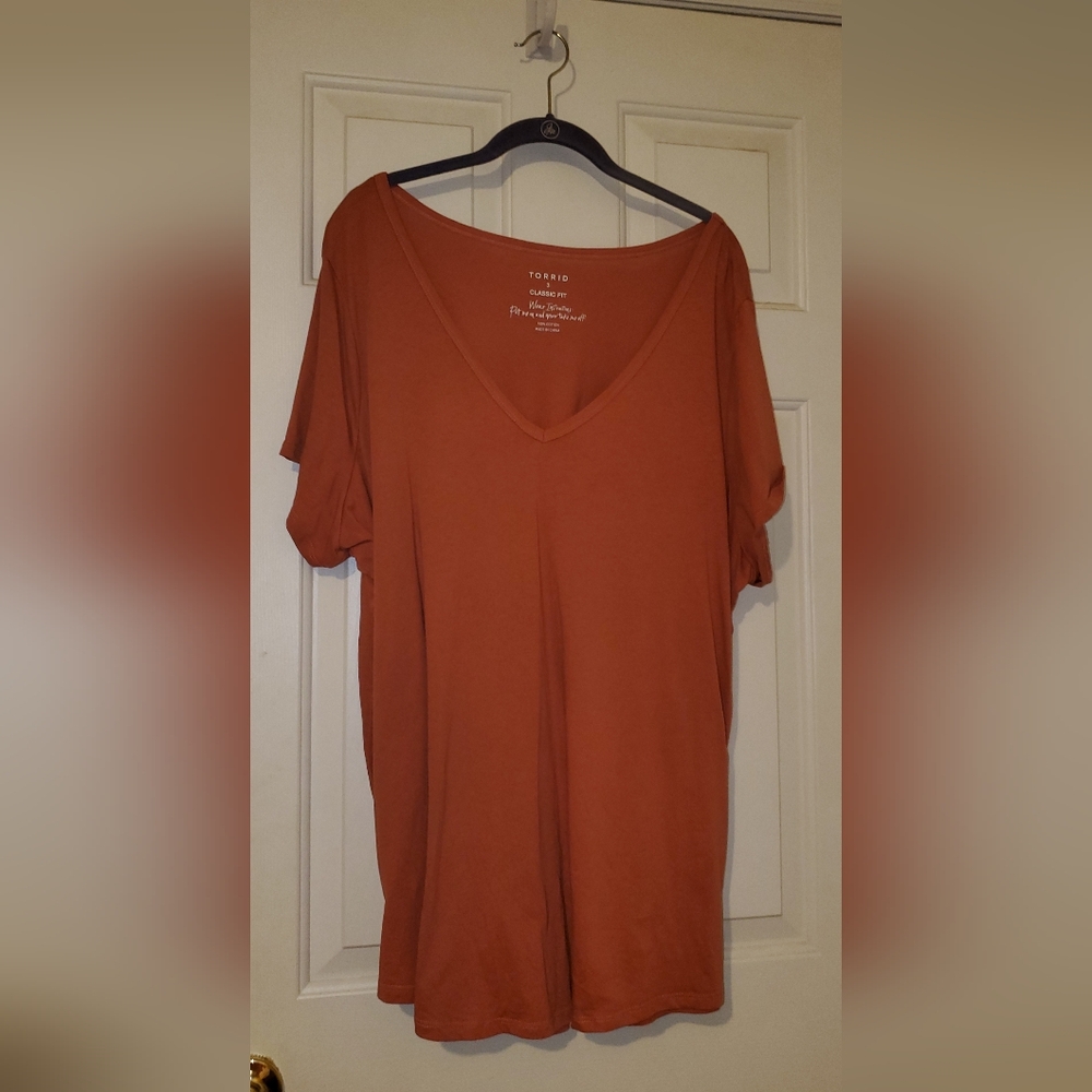 NWOT Torrid Terra Cotta Vneck Tshirt Sz 3 (22/24)